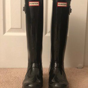 Women's Hunter Tall Gloss Rain Boots Black